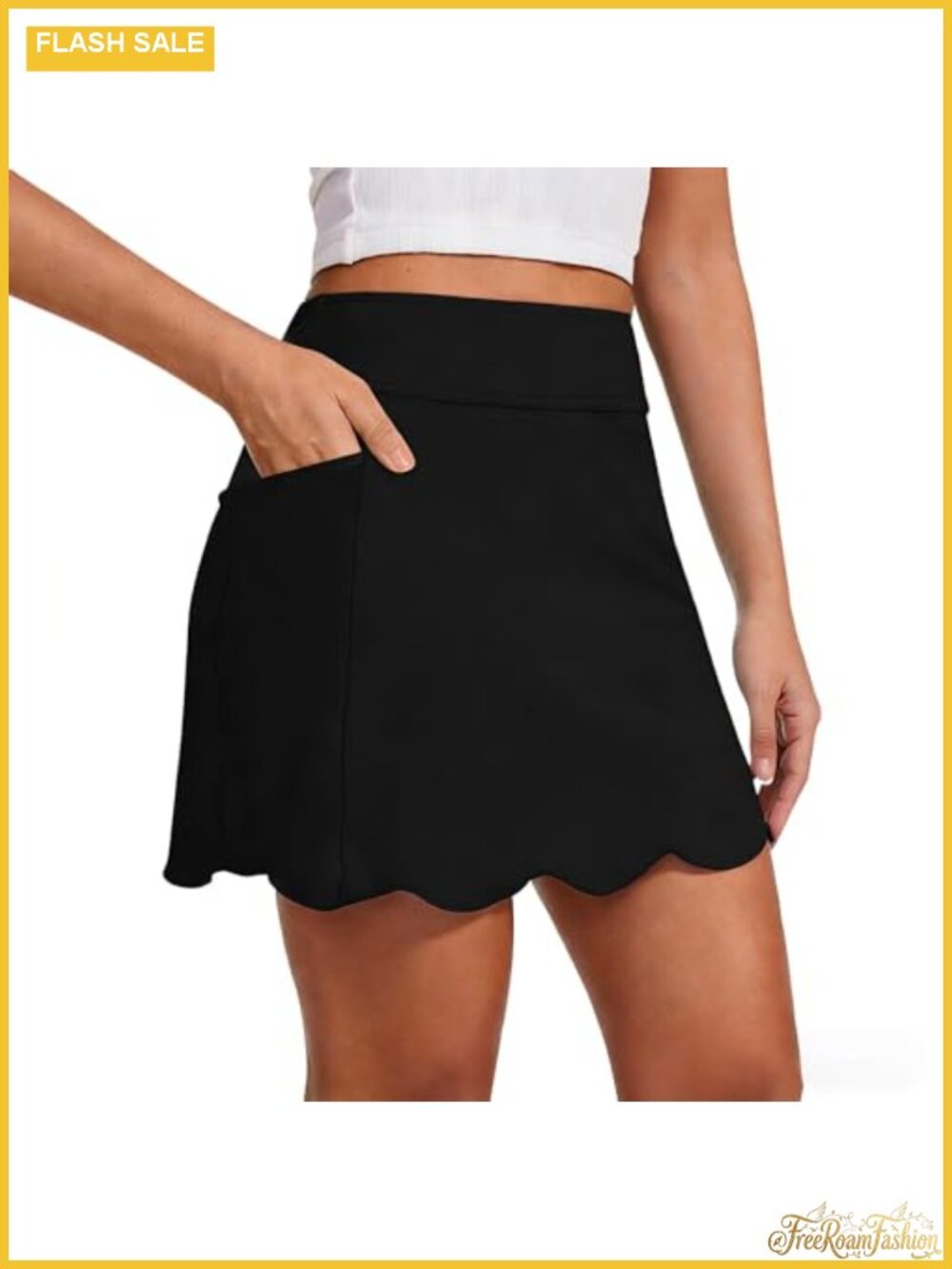 High Waisted Swim Skirt Bottoms Tummy Control Ruffle Trim Built-in Liner